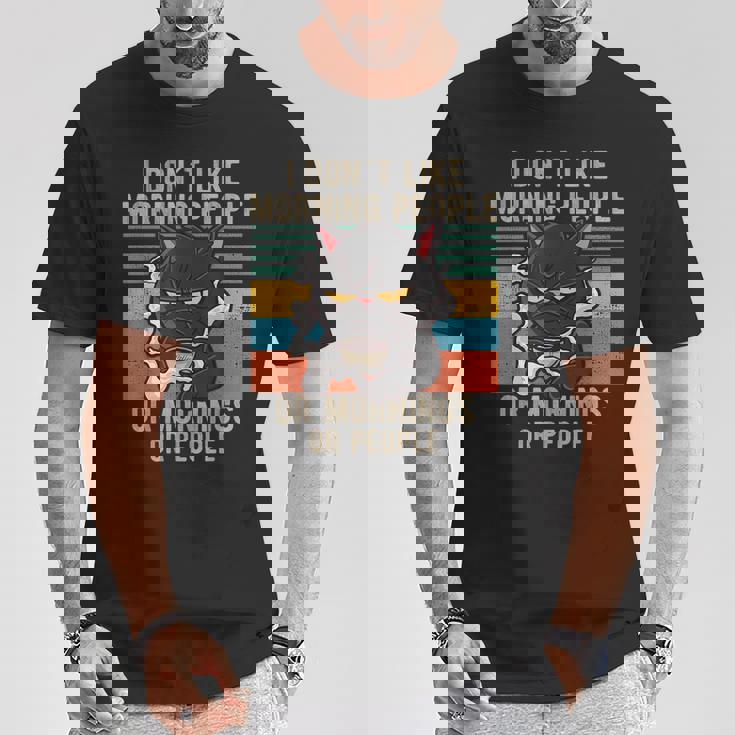 Je Déteste Les Gens Du Matin Et Les Gens Du Matin Et Le Chat T-Shirt Cadeaux drôles