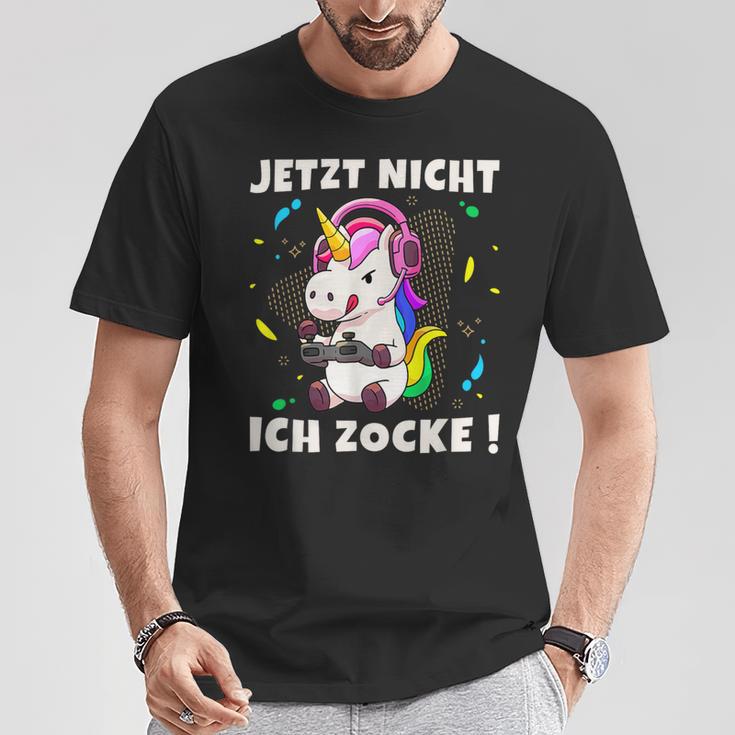 Jetzt Nicht Ich Zocke Gaming Gamer Unicorn T-Shirt Lustige Geschenke