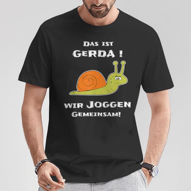 Joggen Sport Lustiger Spruch Das Ist Gerda Wir Joggen Gemeinsam Laufen Slow Schnecke Short-Sleeved S T-Shirt Lustige Geschenke