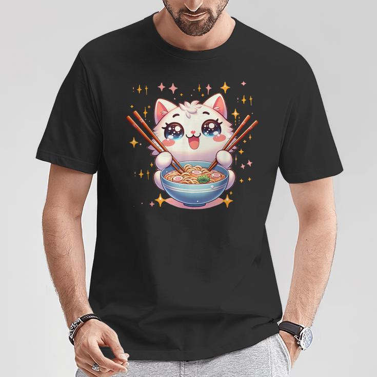 Katze Ramen Essen Nudeln Manga Anime Japanisch Kawaii Cute T-Shirt Lustige Geschenke