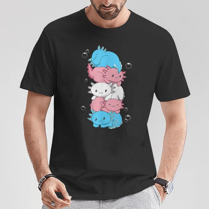 Kawaii Axolotl Heap Transgender Pride Flag Trans Lgbtq T-Shirt Lustige Geschenke