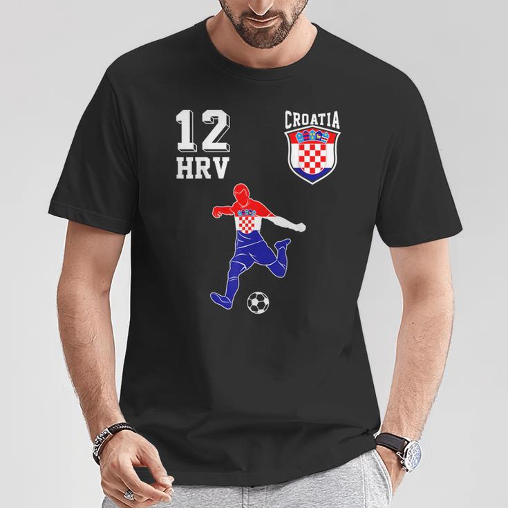 Kroatien Fan Em Spieler Ball Nummer 12 T-Shirt Lustige Geschenke