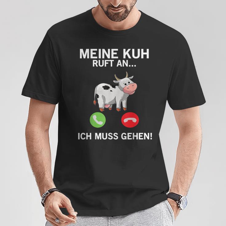 Kuh Ruft An Ich Muss Gehen T-Shirt Lustige Geschenke