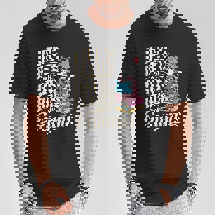 Laida Es Mejor Con Gatos Libros Y Pijamas Divertido Amante De Los Gatos Camiseta unisex Regalos divertidos