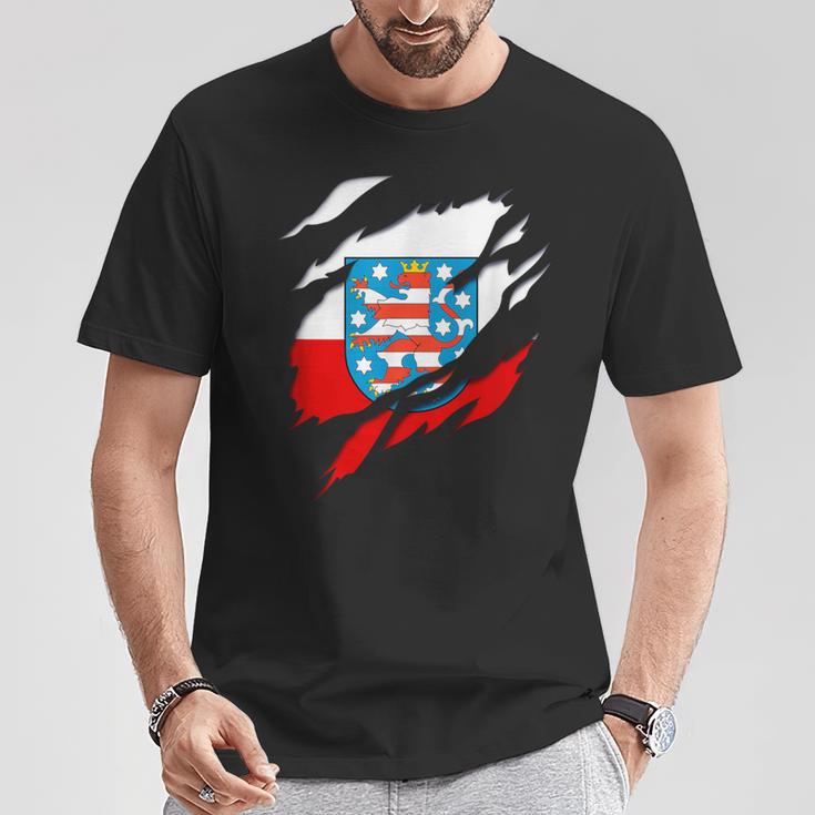 Land Thueringen German Flag And Coat Of Arms T-Shirt Lustige Geschenke