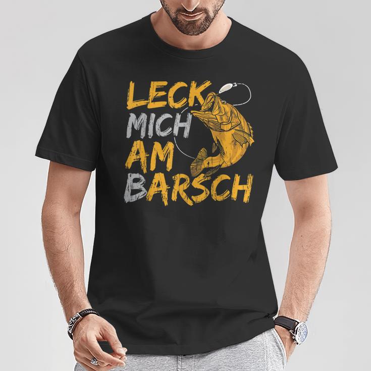 Leck Mich Doch Am Barsch Fischer Angler Sayings Father's Day T-Shirt Lustige Geschenke