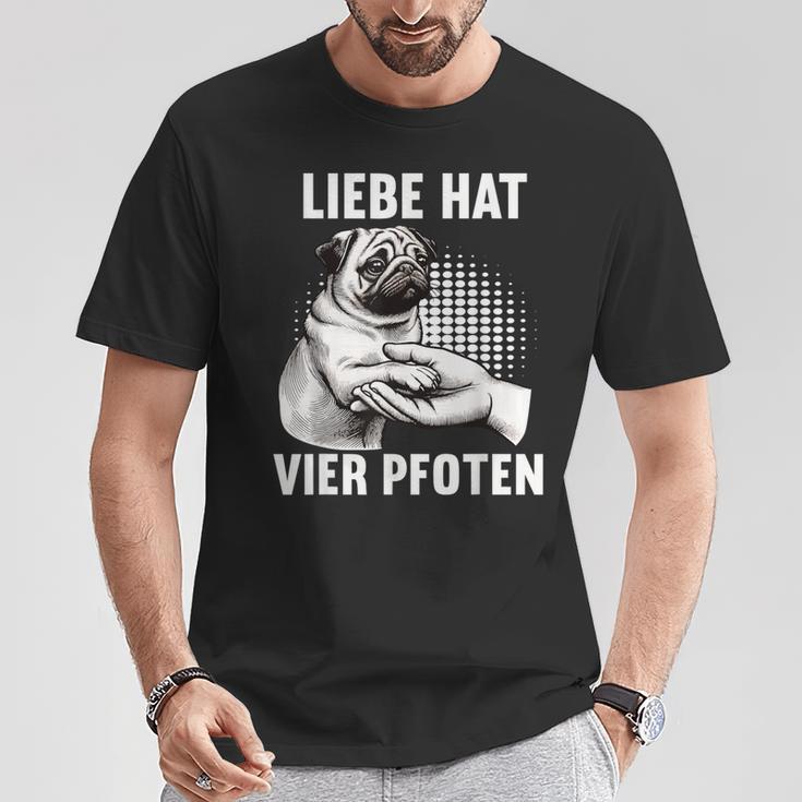 Liebe Hatier Pfoten Mops Pug Pug Dog Liebe Hatier Paw T-Shirt Lustige Geschenke