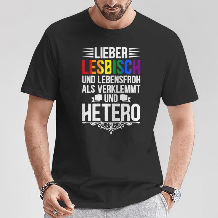 Lieber Lesbian Und Lebensfroh Lesbian Lgbtq Pride Women's T-Shirt Lustige Geschenke