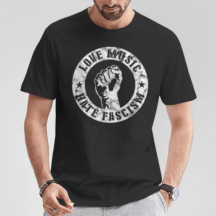 Love Music Hate Fascism Gegen S Gegen Rechts T-Shirt Lustige Geschenke