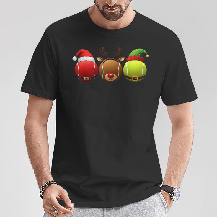 Lustiges Weihnachtsmann Rentier Elf Tennis Weihnachten Damen Herren Kinder T-Shirt Lustige Geschenke