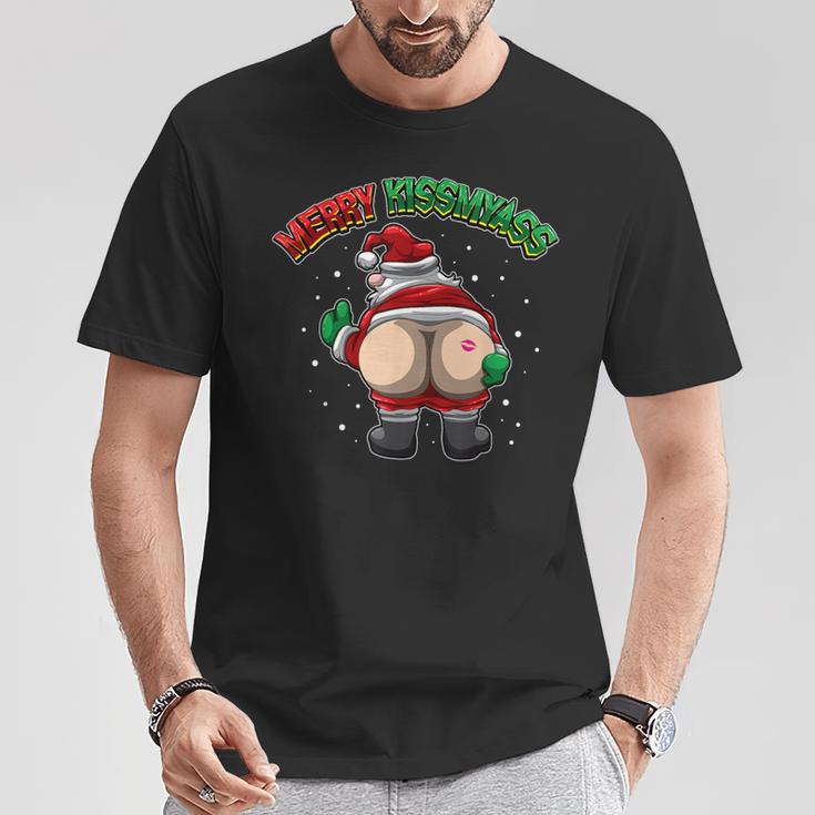 Merry Kissmyass Leck Am Arschom Weihnachtsmann T-Shirt Lustige Geschenke