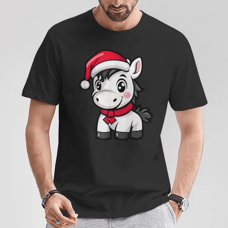 Niedlicher Weihnachtspferd-Comic T-Shirt Lustige Geschenke