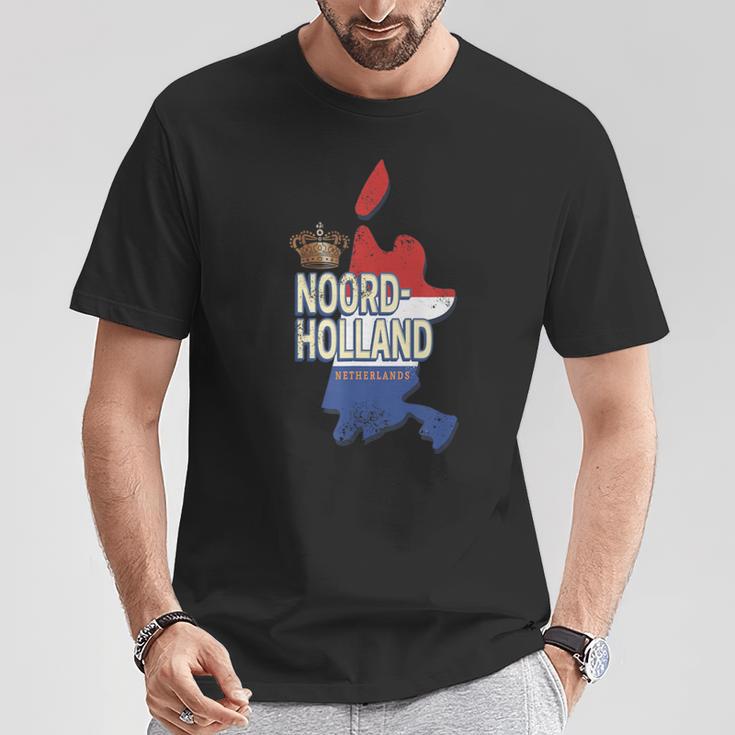 Nordholland Niederlande Retro Landkarte Hollandintage T-Shirt Lustige Geschenke