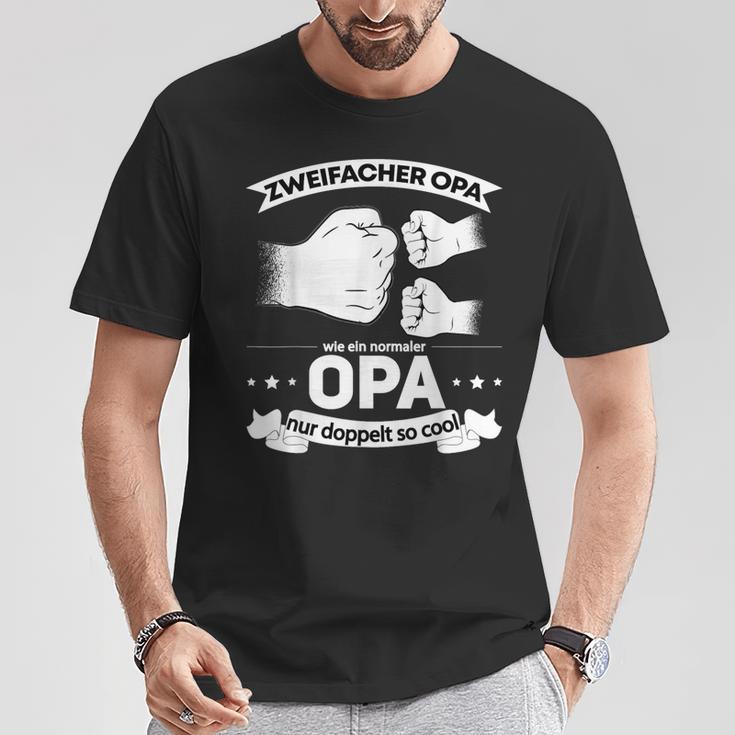 Opa Hoch 2 Grandchildren Grandchildren Grandpa T-Shirt Lustige Geschenke