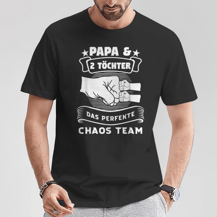 Papa & 2 Töchter Chaosteam Papa 2 Töchter T-Shirt Lustige Geschenke