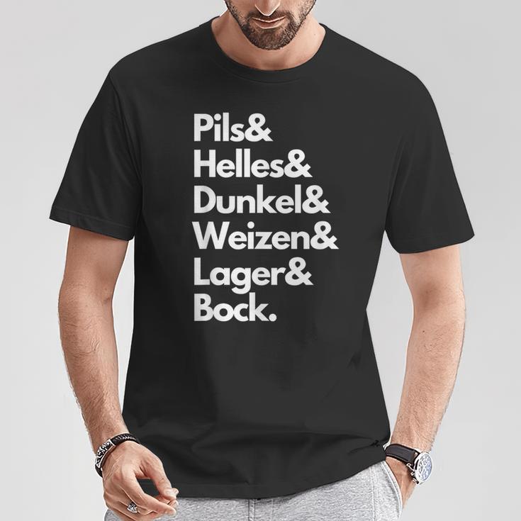 Pils Helles Dunkel Weizen Lager & Bock Biersorten Bier Trink T-Shirt Lustige Geschenke