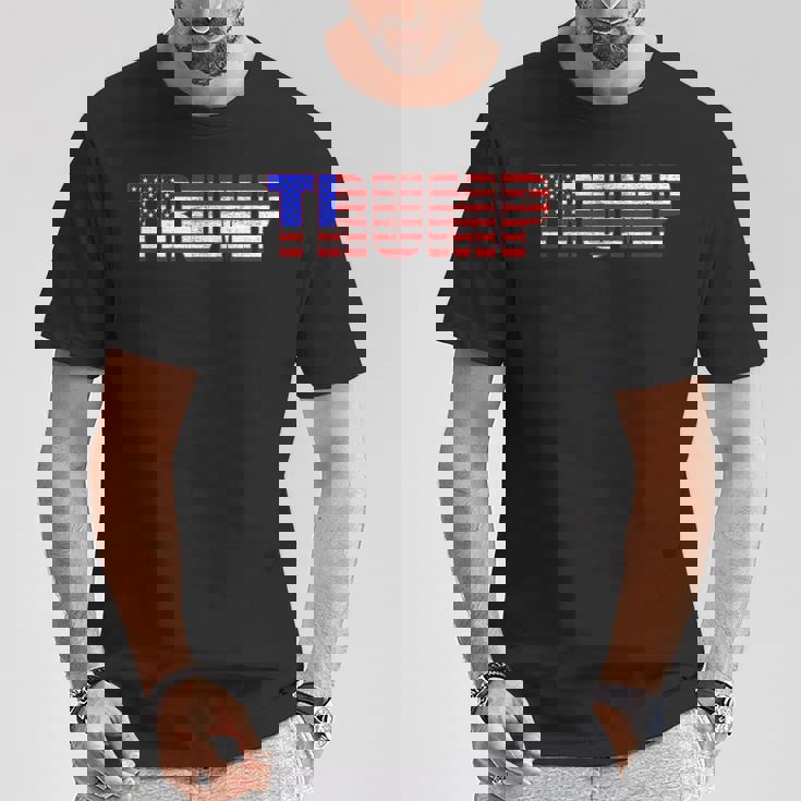 Presidente Donald Trump 2024 Grunge Invecchiato Bandiera Americana Maglietta Regalos divertidos