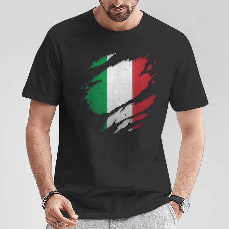 Proud Italian Italia Ripped Italian Flag T-Shirt Lustige Geschenke