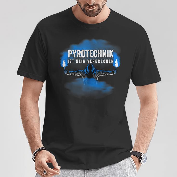 With Pyrotechnik Ist Kein Krim Pyro Bengalo Blue T-Shirt Lustige Geschenke