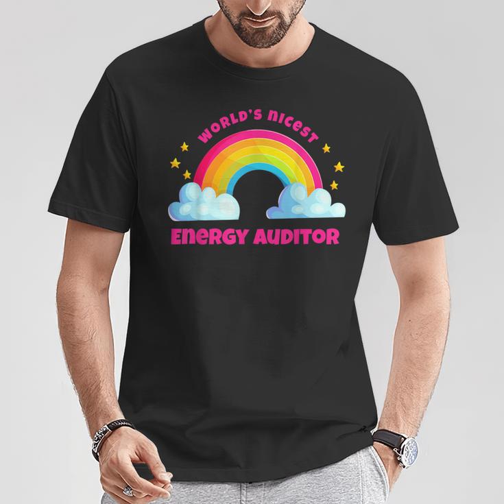 Regenbogen Retro World's Netteste Energie Auditor T-Shirt Lustige Geschenke