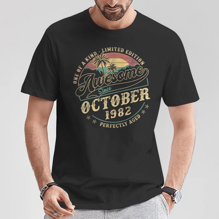 Retro 42 Geburtstag Geschenke Für Männer Oktober 1982 42 Jahre Alt T-Shirt Lustige Geschenke