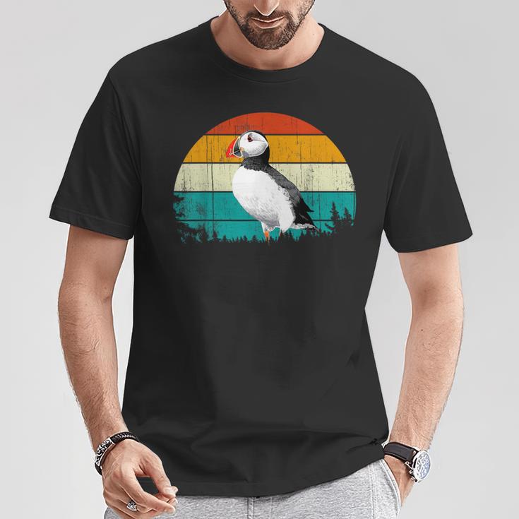 Retrointage Sunset Muffin Seabird Cute Atlantic Puffin T-Shirt Lustige Geschenke