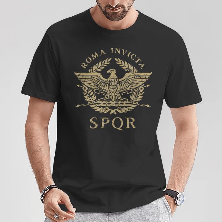 Roma Invicta Spqr Águila Romana Envejecida Camiseta unisex Regalos divertidos