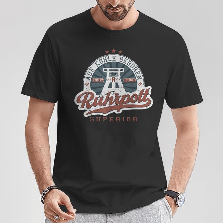 Ruhrpott Auf Kohle Geboren On Charcoal T-Shirt Lustige Geschenke