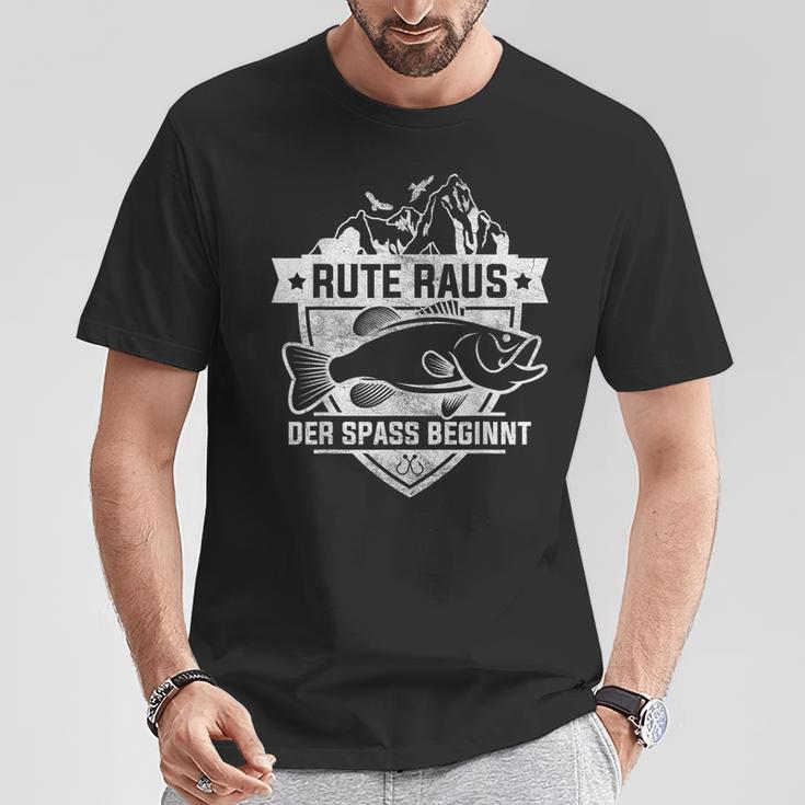 Rute Raus Der Spass Beginnt Fischer Angler T-Shirt Lustige Geschenke