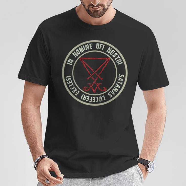 Satanic Lucifer Sigil Devil Nomine Dei Nostri Satanas T-Shirt Lustige Geschenke