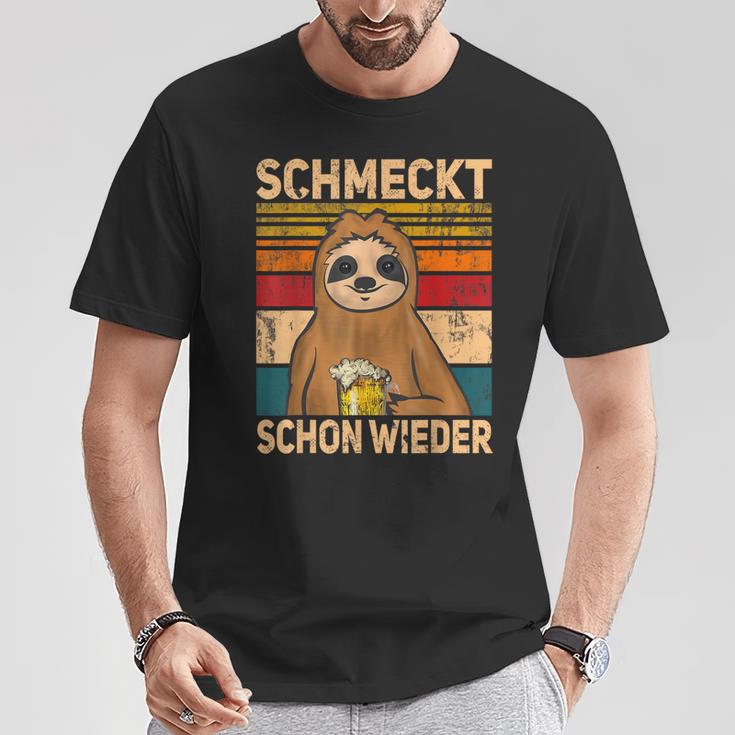 Schmatz Schon Wieder Bier Drinker Sauf Sloth S T-Shirt Lustige Geschenke