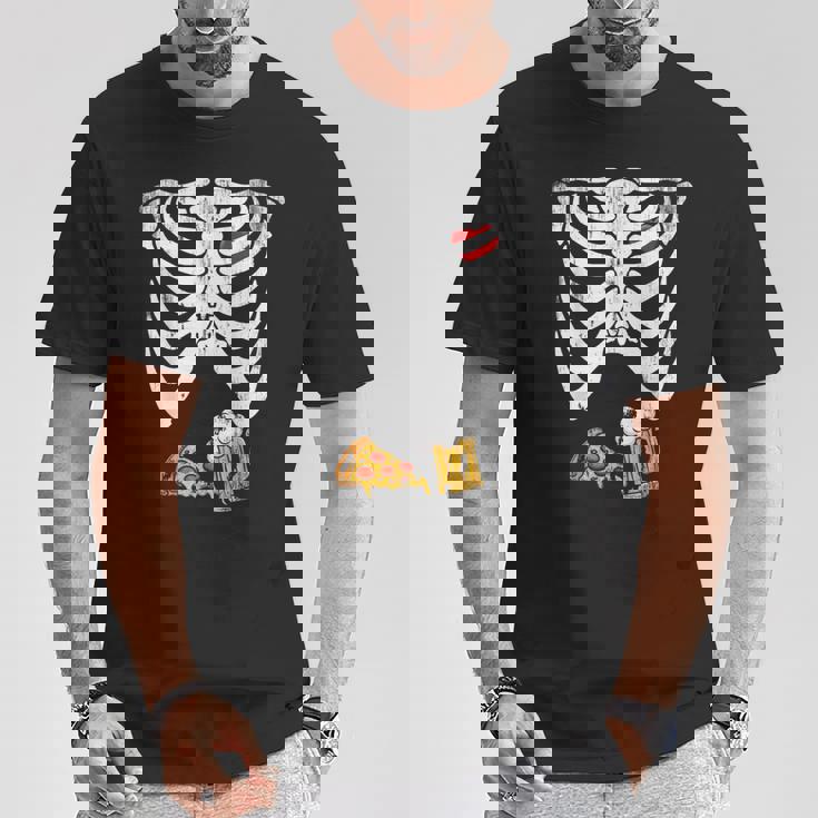 Skeleton Pregnancy Pizza Beer Xray Halloween Soon Dad T-Shirt Unique Gifts