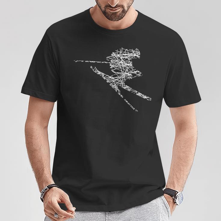 Ski Driver Silhouette Drawn T-Shirt Lustige Geschenke