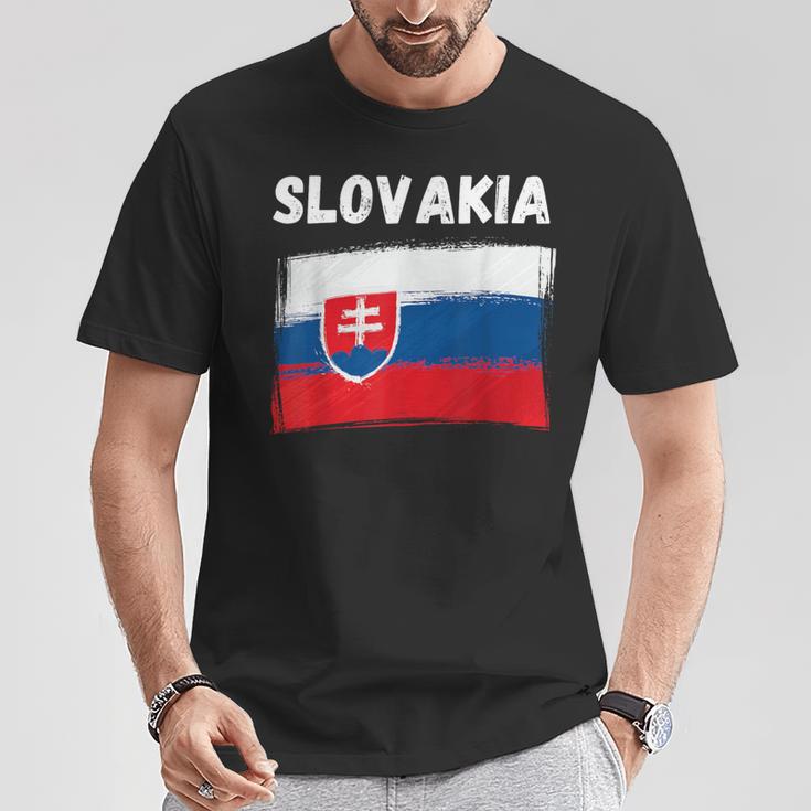 Slovakia Flag Holidayintage Grunge Slovak Flag T-Shirt Lustige Geschenke