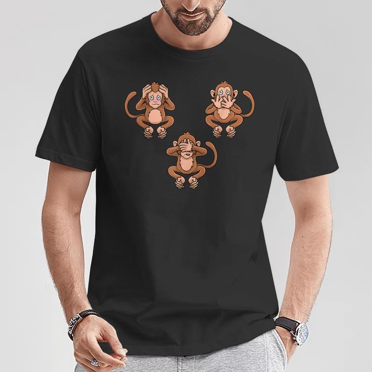 Speich Hörre & Sehe Kein Evil Drei Monkeys Weiser Monkey T-Shirt Lustige Geschenke