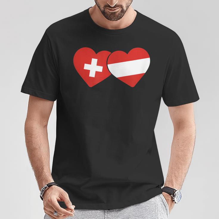 Swiss Flag Austria Flag Switzerland Austria T-Shirt Lustige Geschenke