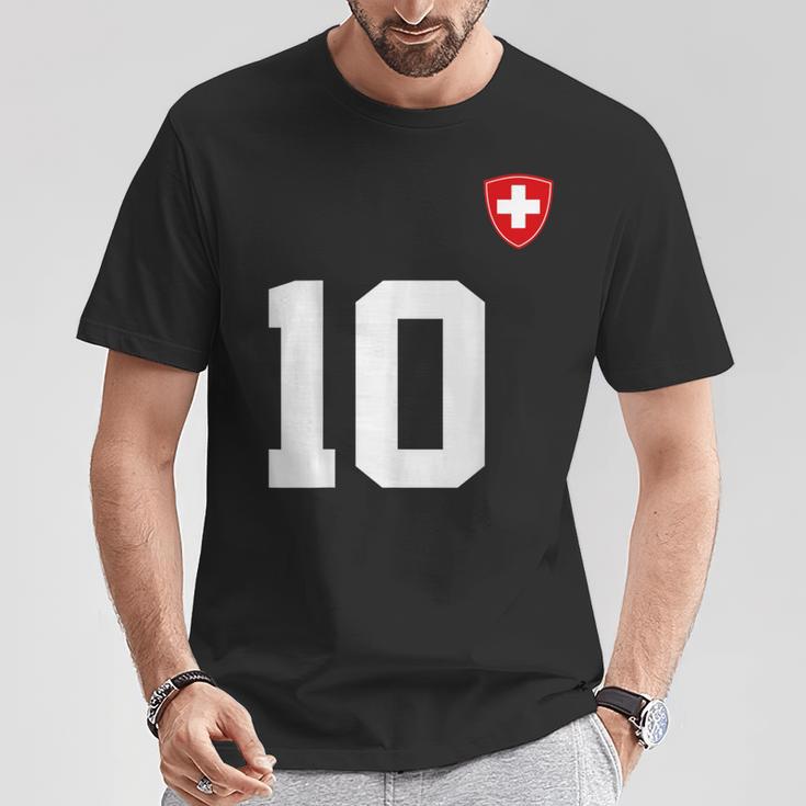 Switzerland 10 Sport Enthusiast Swiss Flag Suisse Fan Jersey T-Shirt Lustige Geschenke