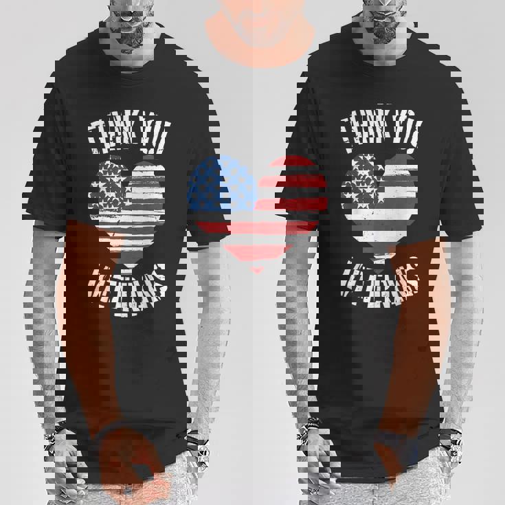 Thank You Veterans Patriotic American Flag Veterans Day 2024 T-Shirt Unique Gifts