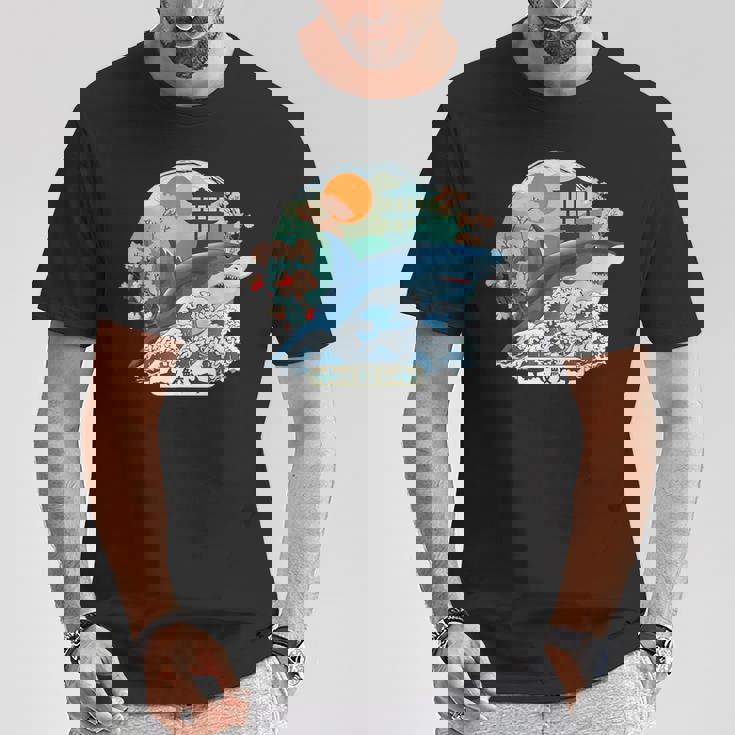 Tiburón Japonés Gran Ola Kanagawa Japón Arteintage Camiseta unisex Regalos divertidos