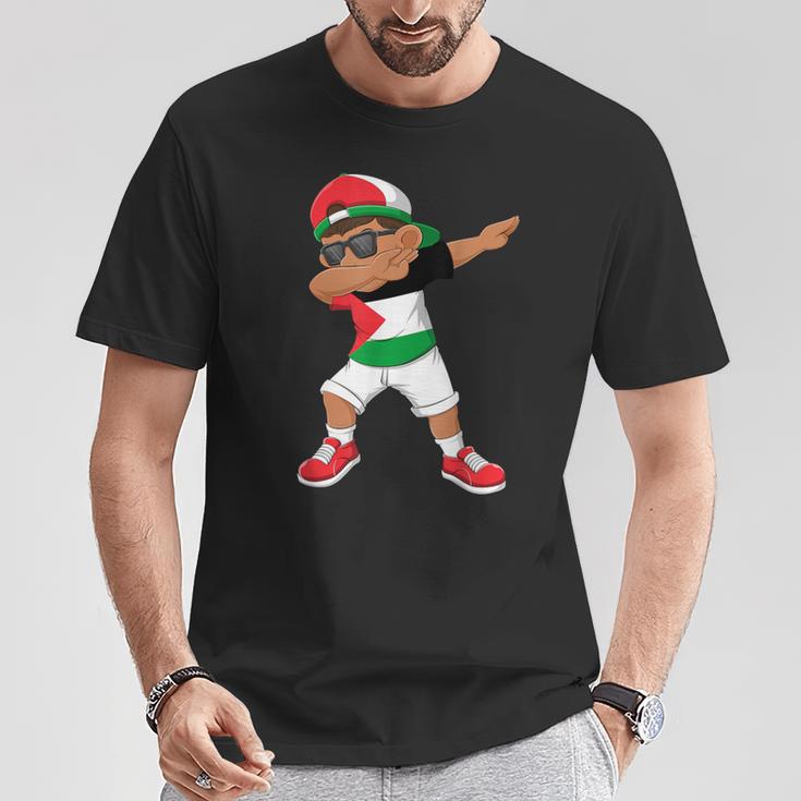 Tupfbing Boy State Der Palästina -Flagge Dab Dance Tanz T-Shirt Lustige Geschenke