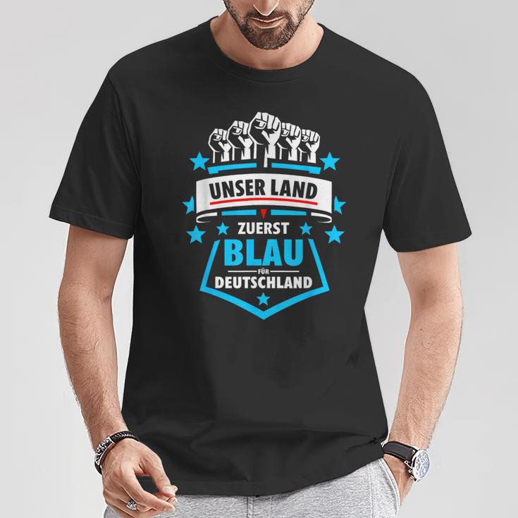 Unser Land Zuerst Blau Für Deutschland Gegen Grün T-Shirt Lustige Geschenke