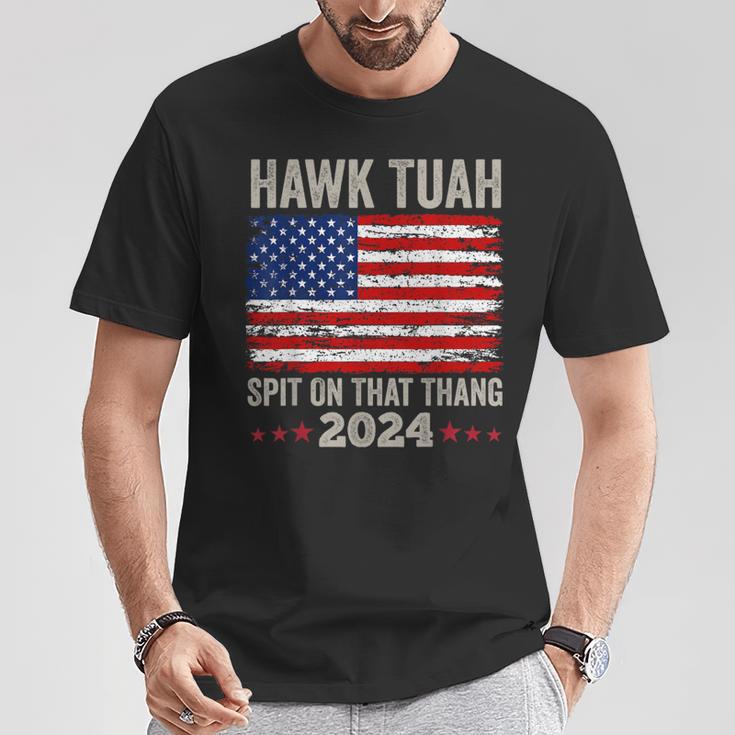 Usa Flag Hawk Tuah 24 Spit On That Thang 2024 Women's T-Shirt Lustige Geschenke