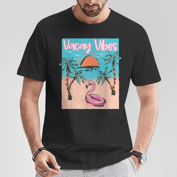 Vacay Vibes Beach Flamingo Summer Vacation T-Shirt Unique Gifts