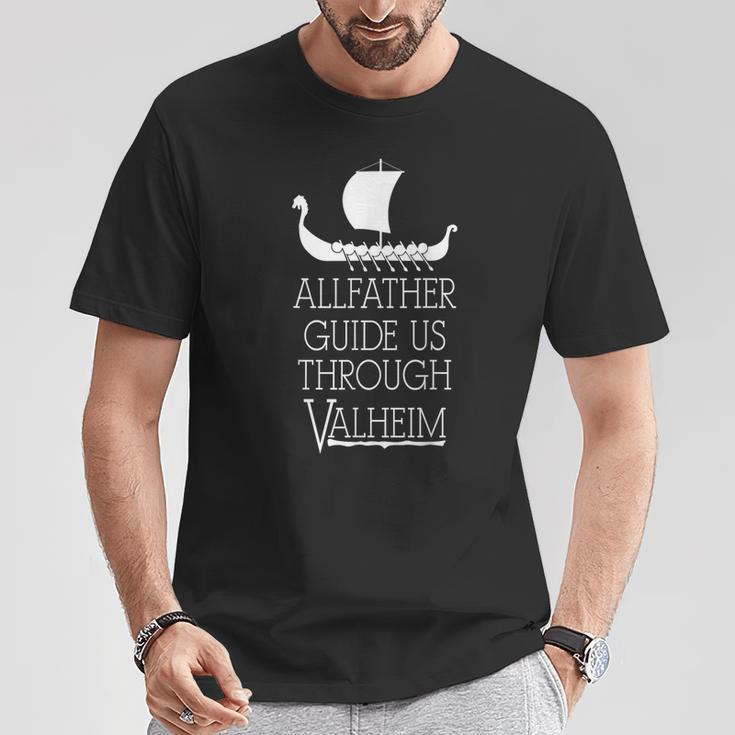 Valheim Allfather Führre Uns Durchalheim T-Shirt Lustige Geschenke