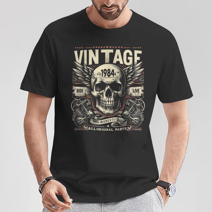 Vintage 1984 Born 1984 Birthday Skull Biker Motorcycle T-Shirt Lustige Geschenke