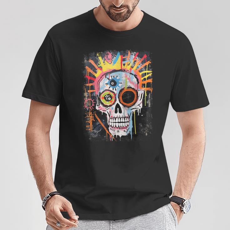 Vintage Graffiti Biker Rocker Skeleton Punk Horror Skull T-Shirt Lustige Geschenke