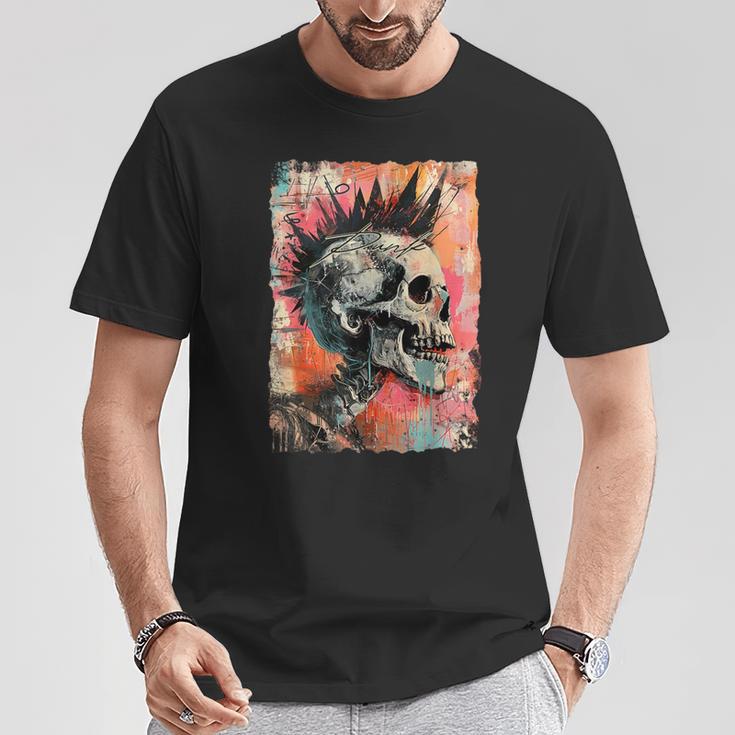 Vintage Graffiti Biker Rocker Skull Punk Horror Skull T-Shirt Lustige Geschenke