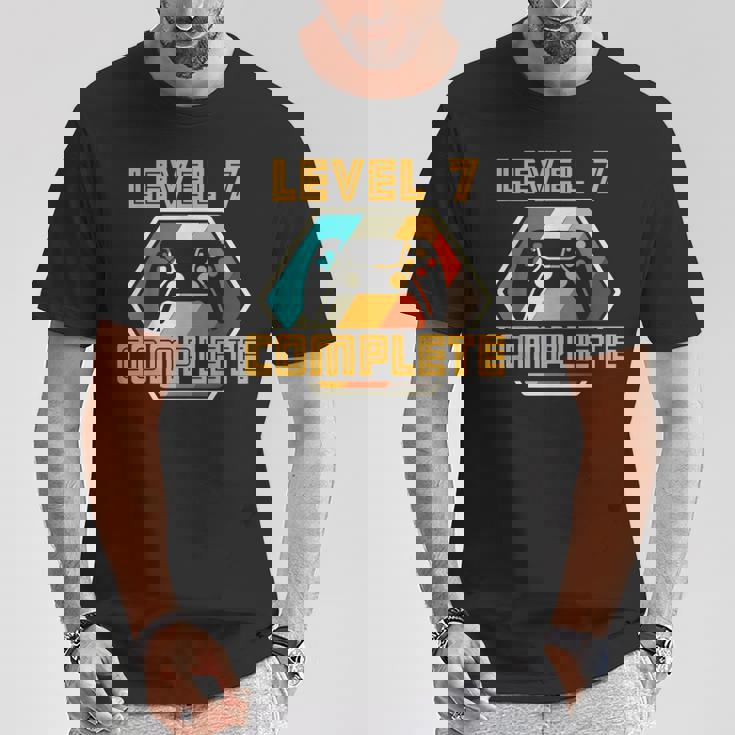 Vintage Retro 7º Aniversario De Boda Divertido Nivel 7 Completo Camiseta unisex Regalos divertidos