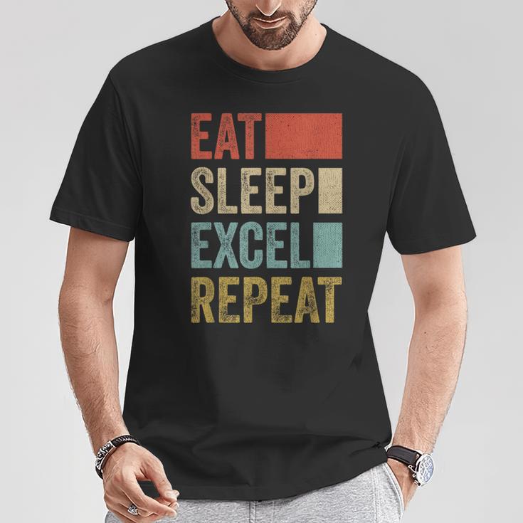 Vintage Retro Eat Sleep Excel Repeat Excel T-Shirt Lustige Geschenke