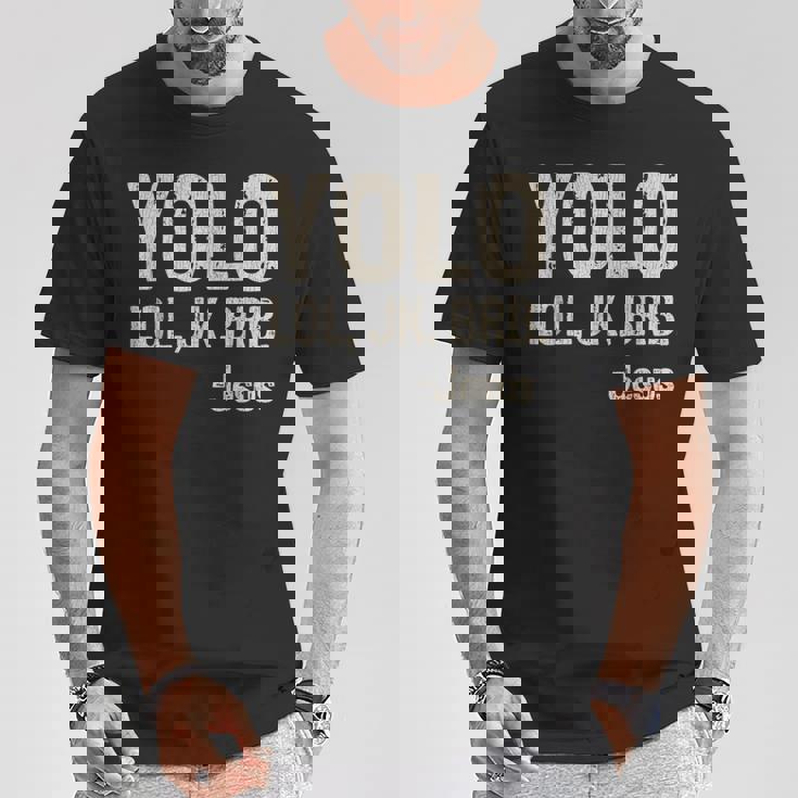 Vintage Retro Yolo Lol Jk Brb Jesus Christian T-Shirt Funny Gifts